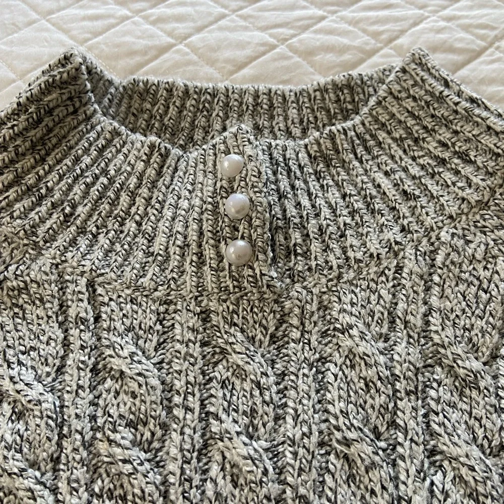 Karen Scott Heathered Gray Mock Neck Sweater Size PL - Picture 6 of 10